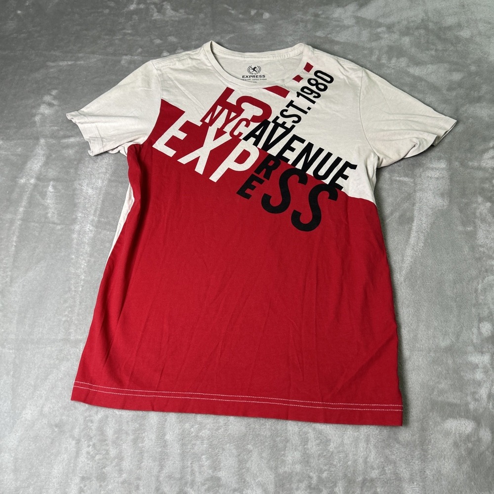 Express Men Red Short Sleeve Crew Neck Graphic 100% Cotton Tee Size S/P
